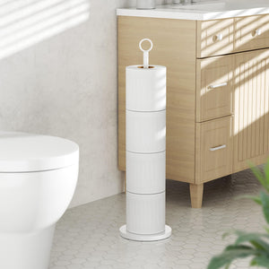Toilet Paper Holder Stand(with Reserve Function), Free-Standing Spare Rolls Storage Holder, Stainless Steel