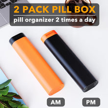 Load image into Gallery viewer, SpaceAid 2 Pack Pill Organizer Box 7 Day, Weekly Travel Pill Case Holder, 2 Times a Day AM PM Daily Pocket Pharmacy Dispenser Container for Pills, Vitamins and Medicine (Black, Orange)