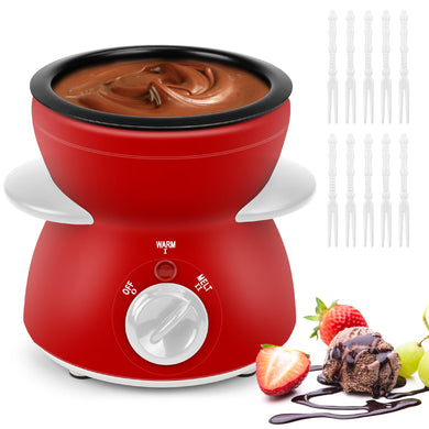 8.79OZ Mini Chocolate Melting Pot, Chocolate Fondue Fountain, Warmer Machine for Milk Chocolate, Cheese, Butter, Candy (Red)