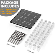 Load image into Gallery viewer, SpaceAid Spice Drawer Organizer with 28 Spice Jars, 386 Spice Labels, 4 Tier Seasoning Rack Tray Insert for Kitchen Drawers, 13&quot; Wide x 17.5&quot; Deep