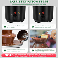 Load image into Gallery viewer, MINI Chocolate Fondue Fountain, 32-Ounce Stainless Steel Electirc Chocolate Fondue Set, 3-Tier Chocolate Melting Foundue Set with 6 Stainless Steel Forks for Chocolate, Butter, Candy (Black)