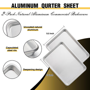 Commercial Quality Baking Sheet Pan Set, Natural Aluminum Cookie Sheet, Umite Chef Warp Resistant Nonstick Baker's Half Sheet Pan, Large Thick Cookie Tray Pans for Baking, Roasting(2 Pack, 18X13In)
