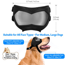 Load image into Gallery viewer, Large Dog Sunglasses Dog Goggles Pet Glasses Pet Eyewear with Adjustable Strap, Glasses for Medium Large Dog Swimming Skating Glasses Windproof Dustproof UV Proof (Black-Colorful)