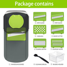 Load image into Gallery viewer, Mandoline Slicer Vegetable Slicer With 2 L Container for Potatoes, Tomatoes, Cucumbers, Carrots With 10 Blades White