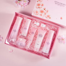 Load image into Gallery viewer, Skin Care Set JAPAN SAKURA Beauty Gift Sets Skin Care Kit with Cleanser, Toner, Lotion, Serum, Eye Cream, Face Cream, Make up Primer Travel Kit for Women Wife Mom 7pcs