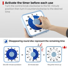 Load image into Gallery viewer, Secura 60-Minute Visual Countdown Timer, 7.5-Inch Oversize Classroom Visual Timer for Kids and Adults, Durable Mechanical Kitchen Timer Clock with Magnetic Backing (Blue)