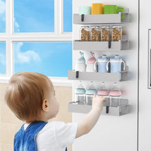 Load image into Gallery viewer, 4 Pack Magnetic Spice Rack Organizer for Refrigerator and Oven, Light Grey Fridge Organizers and Storage for Kitchen