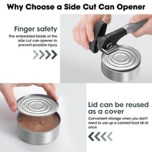Load image into Gallery viewer, Beneno Can Opener, Manual Side Safe Cut Can Opener Smooth Edge with Durable Sharp Blade, Effort-Saving Knob &amp; Comfortable Non-slip Handle, Brown