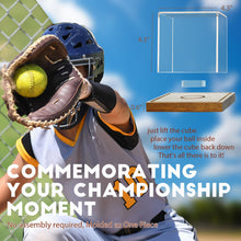Load image into Gallery viewer, JupDec Baseball Display Case - Clear Cube Baseball Holder with Wooden Base, Autograph Stand Box for Single Ball, Acacia Wood, Brown, 1 Pack