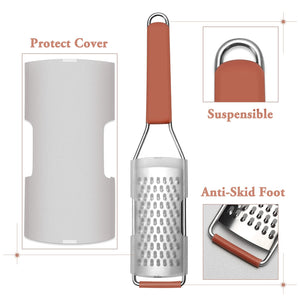 Lemon Zester Grater Three-piece Suit - Heavy Duty Kitchen Tool for Parmesan Cheese, Ginger, Garlic, Nutmeg, Chocolate, Vegetables，Fruits，Stainless Steel Grater Dishwasher Safe Black