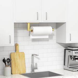 Paper Towel Holder Under Cabinet - Stainless Steel Paper Towel Holder Wall Mount, Self-Adhesive or Drilling, Matte Black Towel Rack for Kitchen Organization and Storage, Kitchen Paper Roll Holder