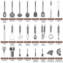 Load image into Gallery viewer, Kitchen Utensils Set-Silicone Cooking Utensils-33pcs Non-Stick Silicone Cooking Kitchen Utensils Spatula Set with Holder-Best Kitchen Cookware with Stainless Steel Handle (Khaki)