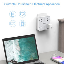 Load image into Gallery viewer, Multi Plug Outlet Extender, TESSAN Surge Protector Splitter with 3 USB (1 USB C Port) Wall Charger, Multiple Expander for Travel, Home, College Dorm Room