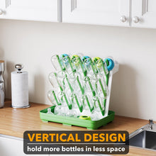 Load image into Gallery viewer, SpaceAid Baby Bottle Drying Rack with 20 Hooks, Space Saving Kitchen Bottles Rack Dryer, Vertical Baby Bottle Holder Organizer for Countertop Storage Accessories (White and Gray)