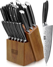 Load image into Gallery viewer, 16-Piece Knife Set with Block, Ultra Sharp High Carbon Powder Steel Knife Block Set, Chef Knife Set Professional Kitchen Knives Set with Sharpener and Pakkawood Handle