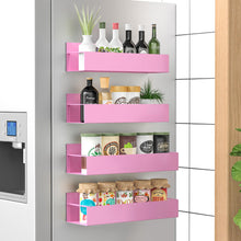 Load image into Gallery viewer, Metal 4 Pack Magnetic Spice Storage Rack Organizer for Refrigerator and Oven, Black Fridge Organizers and Storage