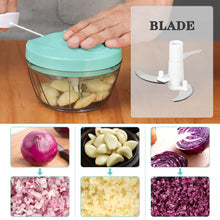 Load image into Gallery viewer, Manual Food Chopper Vegetable Cutter, Hand String Vegetable Chopper Onions Cutter for Vegetable Fruits Nuts BPA Free Food Safe Material, 550ml Gray