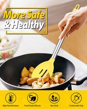 Load image into Gallery viewer, Pack of 2 Large Silicone Cooking Spoons,Non Stick Solid Basting Spoon,Heat-Resistant Kitchen Utensils for Mixing,Serving,Draining,Stirring (BLACK)