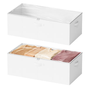SpaceAid 2 Pack 10" High Under Bed Storage Containers, Large Underbed Storage Organizer Bins with Lids for Bedroom, Dorm, Clothes, Closet Organization, Bed Sheets and Blankets (Gray)