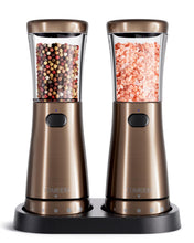 Load image into Gallery viewer, Electric Salt and Pepper Grinder Set with Storage Base, Stainless Steel Rechargeable Salt and Pepper Grinder Set with 4.5 oz Large Capacity, 1.8&quot; Wide Mouth, Adjustable Coarseness, Ideal for Kitchen