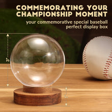 Load image into Gallery viewer, JupDec Baseball Display Case, Round Clear Ball Holder with Wooden Base, Autograph Baseball Stand Box for Single Ball, Acacia Wood, Brown