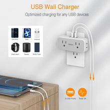 Load image into Gallery viewer, Surge Protector Outlet Extender, TESSAN Multi Plug Splitter with 4 Electrical Outlets 3 USB Ports(1 USB C), Multiple Plug Mini Wall Expander for Home Bathroom Office Dorm Room Essentials