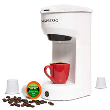 Load image into Gallery viewer, Mixpresso 2 in 1 Coffee Brewer, Single Serve &amp; Personal Coffee Maker, Compact Size Mini, Quick Brew Technology, 14oz Red