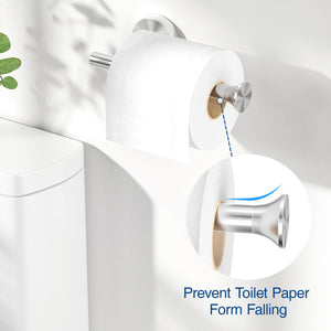Toilet Paper Holder Wall Mount Bathroom Paper Roll Holder Tissue Handle Stainless Steel for Farmhouse Kitchen Matte Black