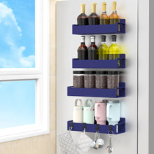 Load image into Gallery viewer, 4 Pack Magnetic Spice Rack Organizer for Refrigerator and Oven, Black Fridge Organizers and Storage for Kitchen