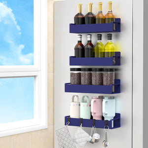 4 Pack Magnetic Spice Rack Organizer for Refrigerator and Oven, Black Fridge Organizers and Storage for Kitchen