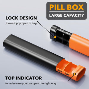 SpaceAid 2 Pack Pill Organizer Box 7 Day, Weekly Travel Pill Case Holder, 2 Times a Day AM PM Daily Pocket Pharmacy Dispenser Container for Pills, Vitamins and Medicine (Black, Orange)