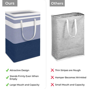 HomeHacks 2 Pack Large Laundry Baskets, Waterproof, Freestanding Laundry Hampers, Collapsible Clothes Hamper with Reinforced Handles in Laundry Room, College Dorm, Bathroom, Bedroom (Grey, 75Lx2)