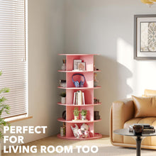 Load image into Gallery viewer, SpaceAid 7 Tier Rotating Shoe Rack Tower, Spinning Shoe Display Lazy Susan, Revolving 360 Shoe Rack Storage Round Carousel, Vertical Handbag Rotate Shoes Closet Organization (7-Tier White)
