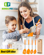 Load image into Gallery viewer, Pack of 4 Silicone Cooking Utensils Set, Non Stick Large Solid Spatulas, Heat Resistant Black Slotted Spoons, Ideal BPA Free Kitchen Turners for Frying, Mixing,Serving,Draining,Turning,Stirring