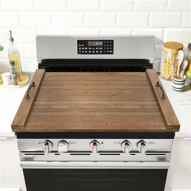 Noodle Board Stove Cover with Handles for Electric, Gas Stove Top (Acacia Wood)