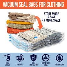 Load image into Gallery viewer, Vacuum Seal Bags for Clothing Travel, 10 Jumbo - Space Saver Vacuum Storage Bags, Blanket &amp; Clothes Storage Bags Vacuum Sealed – Hand Pump Included, Bolsas Para Guardar Ropa Al Vacío