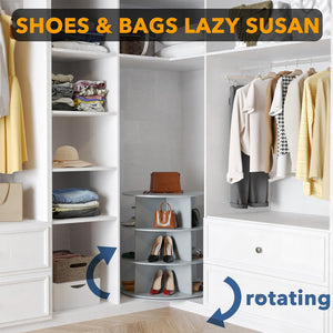 SpaceAid 7 Tier Rotating Shoe Rack Tower, Spinning Shoe Display Lazy Susan, Revolving 360 Shoe Rack Storage Round Carousel, Vertical Handbag Rotate Shoes Closet Organization (7-Tier White)