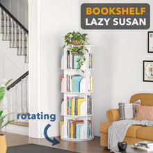 Load image into Gallery viewer, SpaceAid 4 Tier Rotating Bookshelf Tower, Spinning Bookcase Lazy Susan, Revolving 360 Book Shelf Storage Round Carousel, Vertical Rotate Turning Spiral Corner Organizer, White