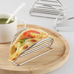 YellRin Taco Holder Stand Stainless Steel Taco Rack Tray Stand Up Holders Kitchen Set for Tortillas, Burritos, Parties & Restaurants (Taco Holders)