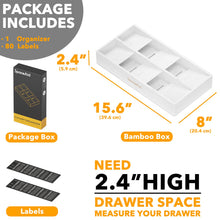 Load image into Gallery viewer, SpaceAid Bamboo Silverware Drawer Organizer with Labels, Kitchen Utensil Tray Holder Organizer for Flatware, Cutlery, Spoon and Knives Drawer Storage Organization (Natural, 6 Slots)
