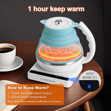 Load image into Gallery viewer, Ultrathin Food Grade Silicone Travel Foldable Electric Kettle Variable Temperature Control with Dual Voltage, Auto Shutoff &amp; Boil Dry Protection &amp; Keep Warm, 555ML 110-220V US Plug (Black)