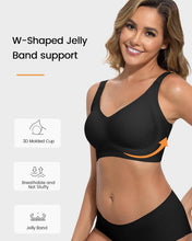 Load image into Gallery viewer, Seamless Push Up Bra No Underwire Wide Straps Full Coverage Wireless | W-Shaped Jelly Band Support, 1-Inch Ergonomic Straps, Heat-Bonded Contour, Tagless, Smoothing Back, for Yoga Office Travel