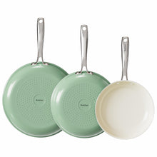 Load image into Gallery viewer, Redchef Nonstick Frying Pans Set, Ceramic Pan Skillet, Non Toxic Pans for Cooking, 8&quot; 9.5&quot; 11&quot; Ceramic Frying Pan Set PFAS &amp; PTFE &amp; PFOA Free with Stay Cool Handle, Dishwasher &amp; Oven Safe, Beige White