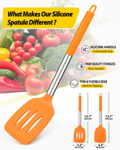 Load image into Gallery viewer, Pack of 2 Silicone Solid Turner, Non Stick Slotted Kitchen Spatulas, High Heat Resistant BPA Free Cooking Utensils, Ideal Cookware for Fish, Eggs, Pancakes(Black)