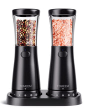 Load image into Gallery viewer, Electric Salt and Pepper Grinder Set with Storage Base, Stainless Steel Rechargeable Salt and Pepper Grinder Set with 4.5 oz Large Capacity, 1.8&quot; Wide Mouth, Adjustable Coarseness, Ideal for Kitchen