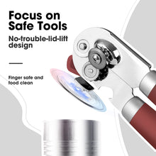 Load image into Gallery viewer, Beneno Can Opener Manual with Magnet, Hand Held Heavy Duty Can Opener with Durable Sharp Blade Smooth Edge, Big Effort-Saving Knob, Soft Grip Rubber Handle, Multifunctional Bottle Opener, Green