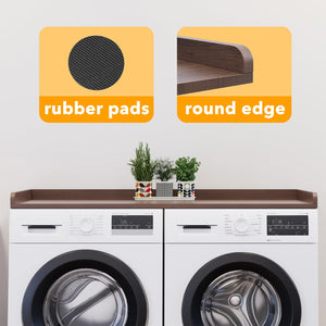 SpaceAid Washer Dryer Countertop, Laundry Wood Shelf Topper with Edge, 54" Width x 27.5" Depth Cover Guard Organizer for Washer and Dryer Laundry Hamper Counter Storage Organization (Black)