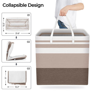 HomeHacks 2 Pack Large Laundry Baskets, Waterproof, Freestanding Laundry Hampers, Collapsible Clothes Hamper with Reinforced Handles in Laundry Room, College Dorm, Bathroom, Bedroom (Grey, 75Lx2)