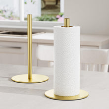 Load image into Gallery viewer, Silver Paper Towel Holder Free-Standing, Premium Stainless Steel Paper Rolls Organizer, Classic Fashion Kitchen Roll Dispenser