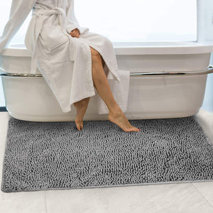 Secura Bathroom Rugs, 47 x 28 Inches, Extra Soft & Thick, Absorbent Water Bath Mat, Machine Washable Non-Slip Bath Mats for Bathroom, Shower, and Tub, Home Decor Accessories (Gray)